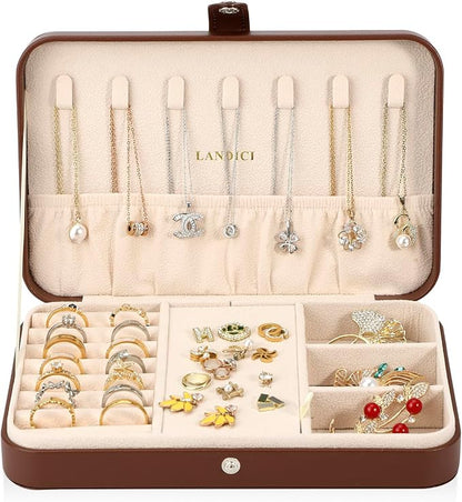 LANDICI Small Jewelry Box for Women Girls, PU Leather Travel Jewelry Case - Image 2