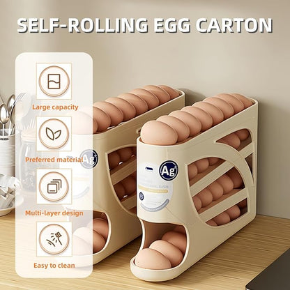 Automatic Egg Dispenser for Refrigerator, 4-Tier Rolling Egg Holder, - Image 2