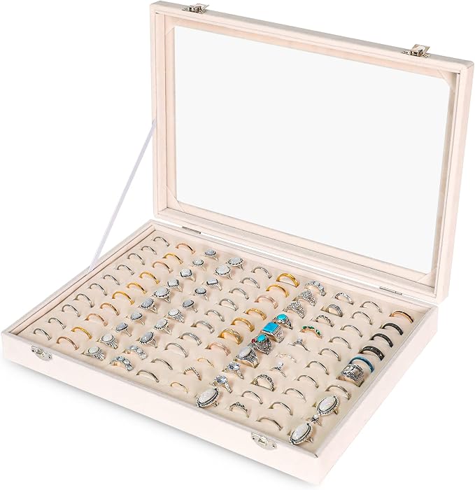 Frebeauty Ring Organizer Tray 100 Slots Ring Holder by Frebeauty