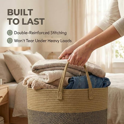 JMvicyroam 115L Extra Large Machine Washable Cotton Rope Blanket Basket | - Image 6