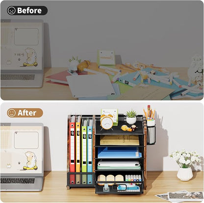 Marbrasse Desk Organizer with File Holder, 5-Tier Paper Letter Tray Organizer - Image 7