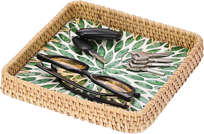 Woven Key Basket for Entryway Table Wicker Basket Tray Key Holder Decorative by Unknown