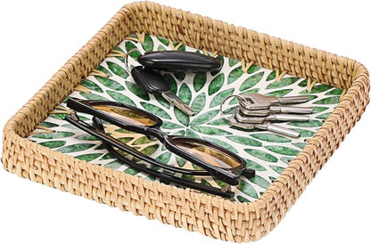 Woven Key Basket for Entryway Table Wicker Basket Tray Key Holder Decorative by Unknown