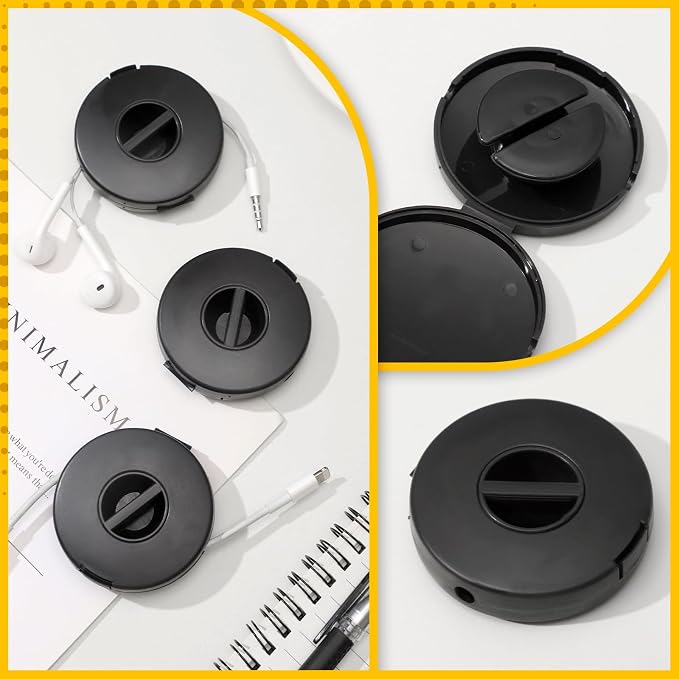 9 Pcs Charging Cord Organizer Black Portable Charger Cord Holder Round Storage - Image 4