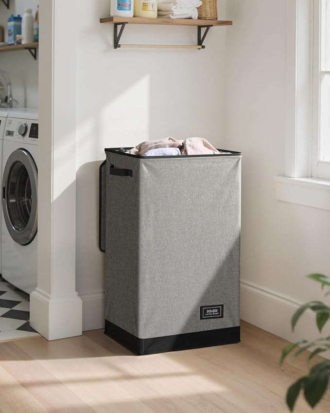 SOLEDI Laundry Hamper with Lid 90L Large & Tall Collapsible Laundry Basket - Image 2