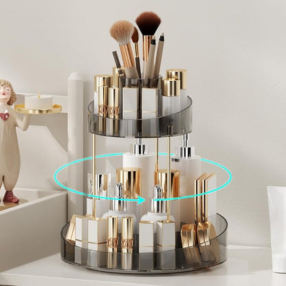 2 tier Makeup Organizer Countertop, 360 Rotating Makeup Organizer - Image 4