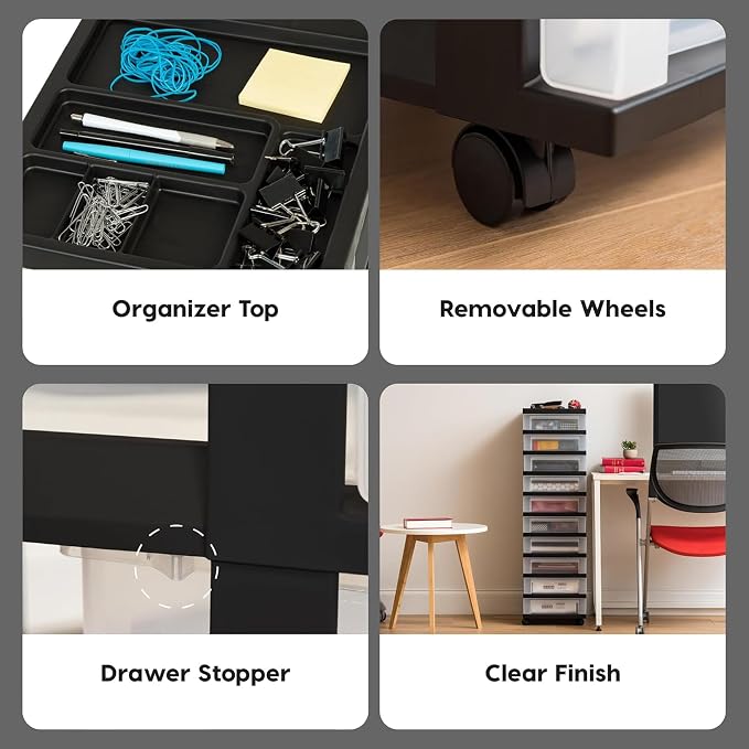 IRIS USA 2 Pack 10-Drawer Plastic Storage Rolling Organizer Cart - Image 5