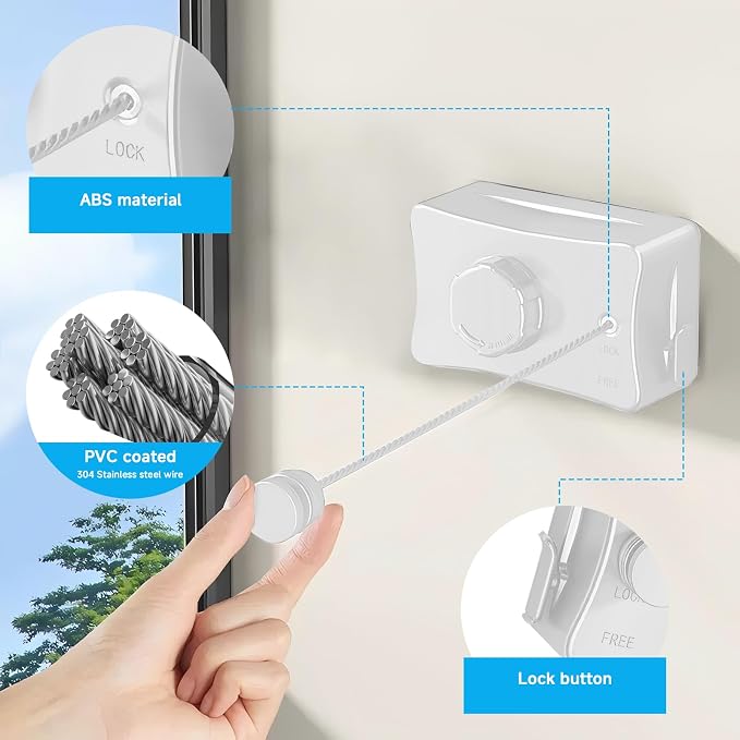 Retractable Outdoor Clothes Line, Heavy Duty Clothes Drying Laundry Line Wall - Image 4