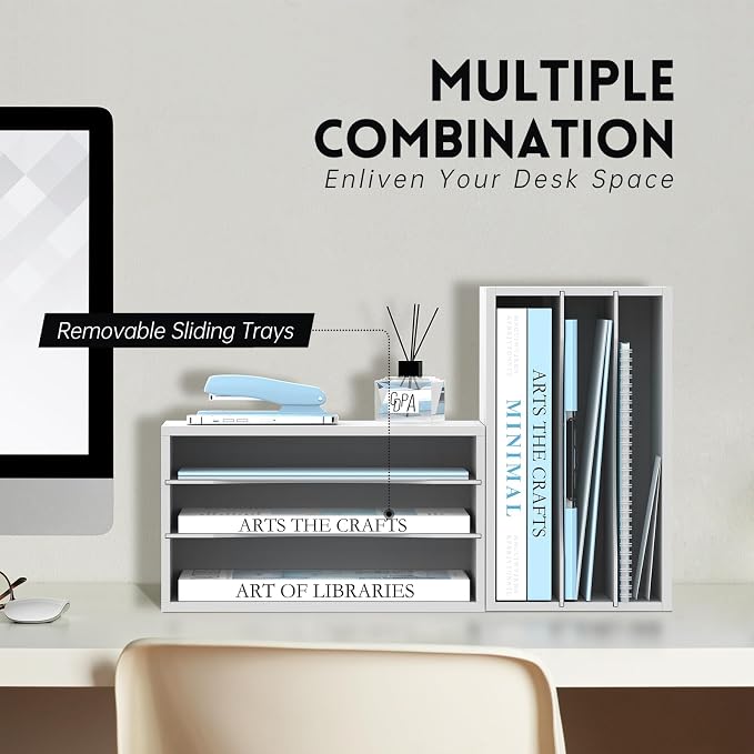 3 Tier Wood Desk Organizer, Mail Sorter and Paper Organizer - Image 4
