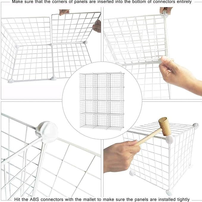 C&AHOME Wire Cube Storage, 12-Cube Storage Organizer Metal, C Grids Storage - Image 7