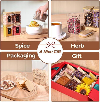 Comsaf Spice Jars with Label，8 oz Small Glass Jars with Lids, Rectangle Glass - Image 6