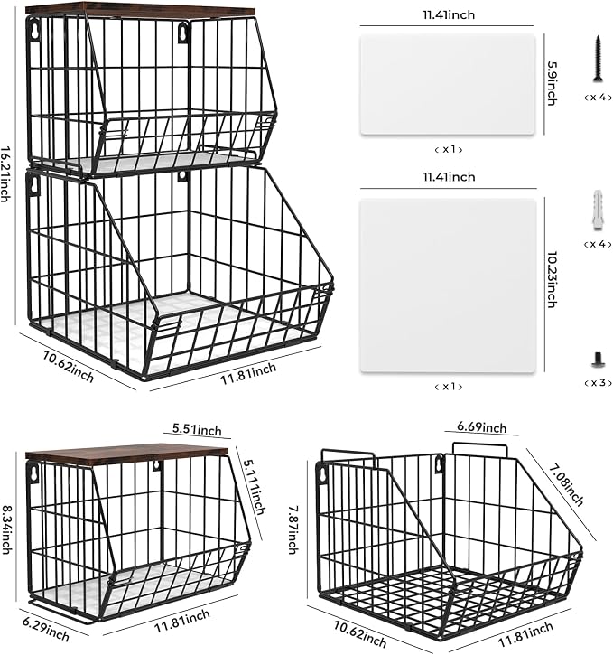 Wawocs 2 Tier Stackable Wall Mounted Hanging Basket, Fruit Basket - Image 8