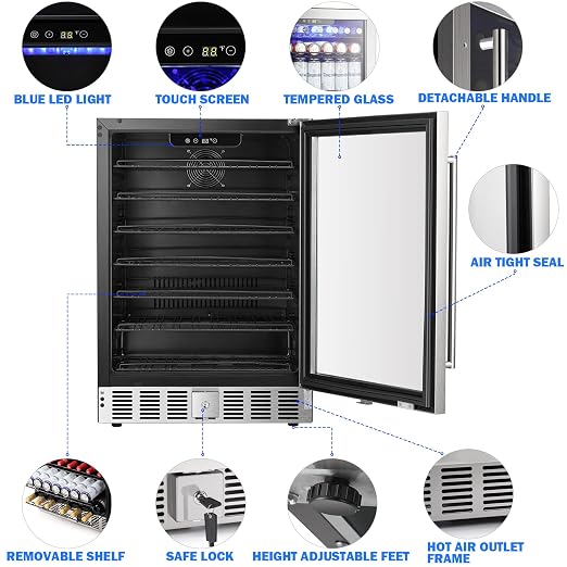 COWSAR Wine Cooler Refrige ETL Approved 24inch Wine Fridge Freestanding or - Image 3