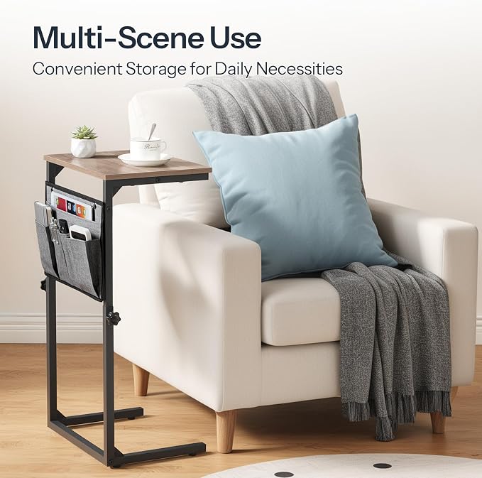 HOOBRO C Shaped End Table, 29.5’’ Adjustable Height Side Table - Image 5