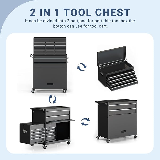 AirWire Tool Chest, 8-Drawer Large Rolling Tool Storage Cabinet - Image 5