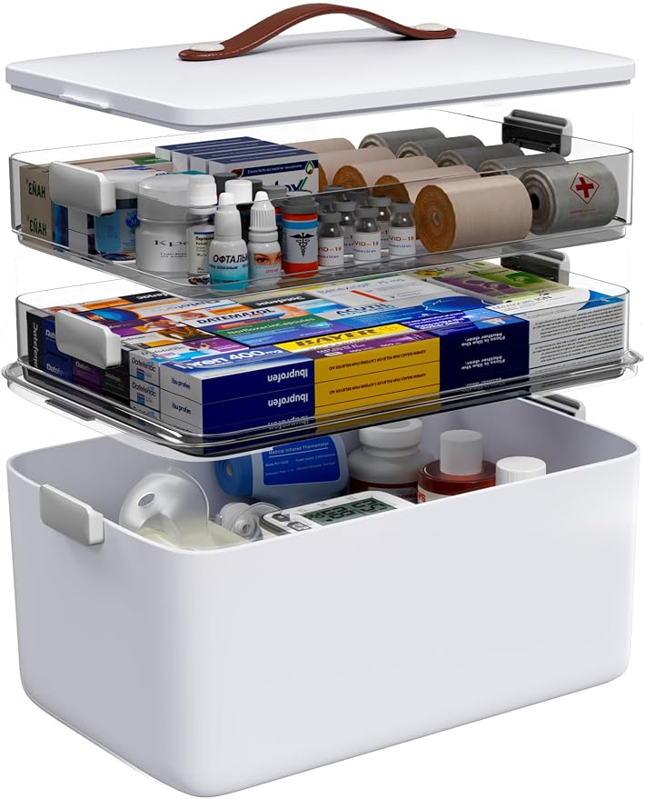 Medicine Organizer Box, 3-Tier Medicine Storage Box by Leguo