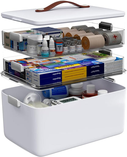 Medicine Organizer Box, 3-Tier Medicine Storage Box by Leguo