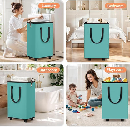 SpaceTrove Laundry Basket with Wheels, Collapsible Laundry Baskets, Laundry - Image 6