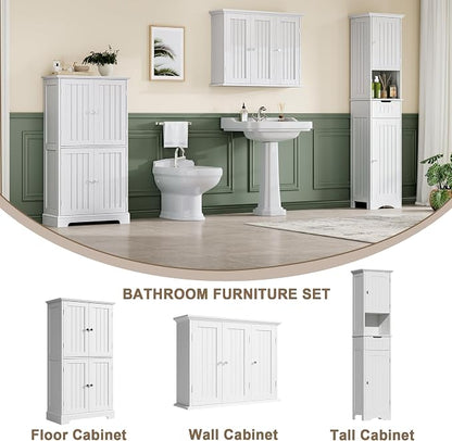 ChooChoo Laundry Cabinet with 3 Doors and Adjustable Shelves | 9.06"D x 31.1"W - Image 5