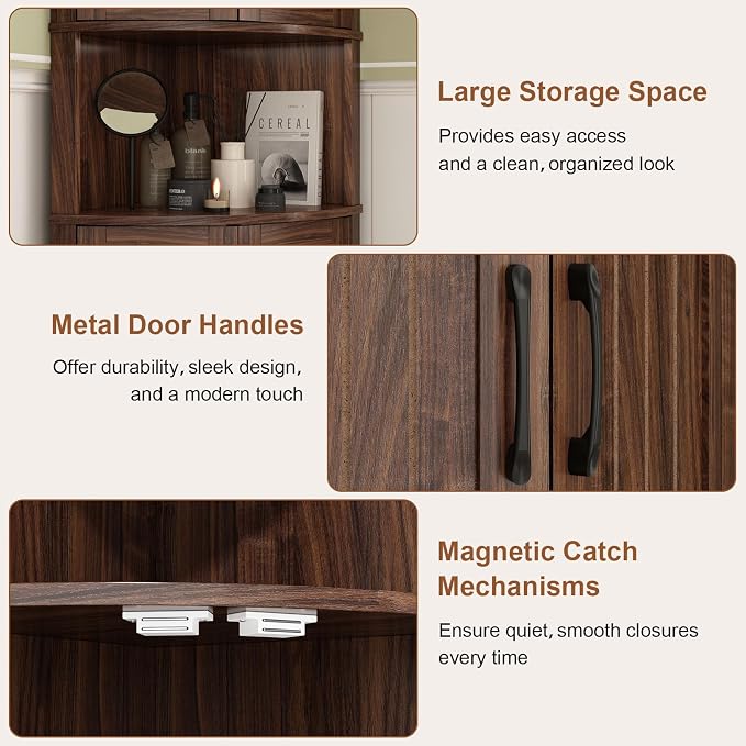 Tall Corner Cabinet, 64.7" Corner Storage Cabinet - Image 7