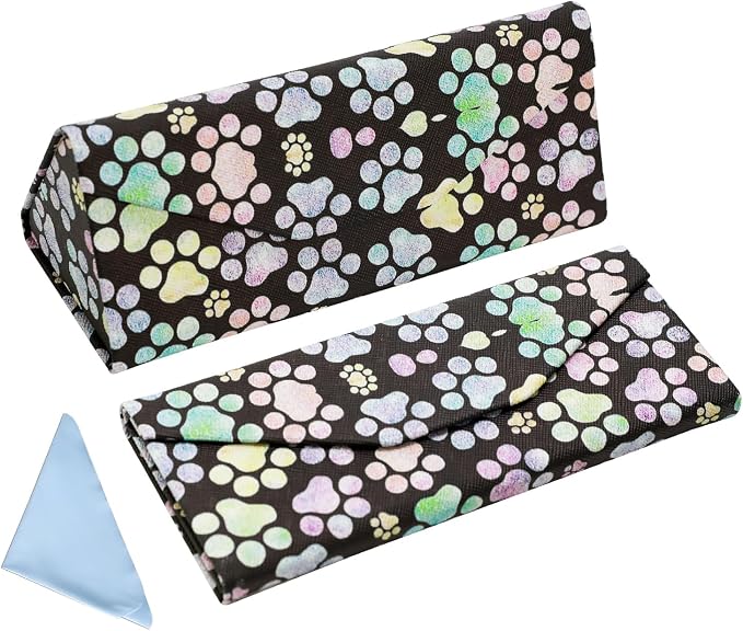 Foldable Glasses Case, Magnetic PU Leahter Sunglasses Case, Cute Hard Shell by FLYINGMAGE