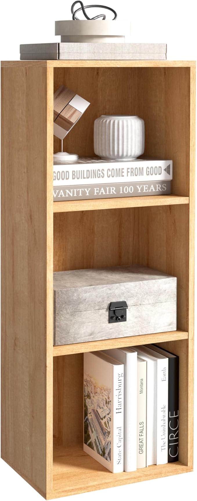 Wooden 3 Cube Storage Organizer, 3 Tier Storage Cubes Storage Display Cubby by NewBeth