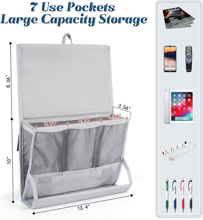 Bedside Storage Organizer with Power Strip Holder and Adjustable Straps Bed - Image 2