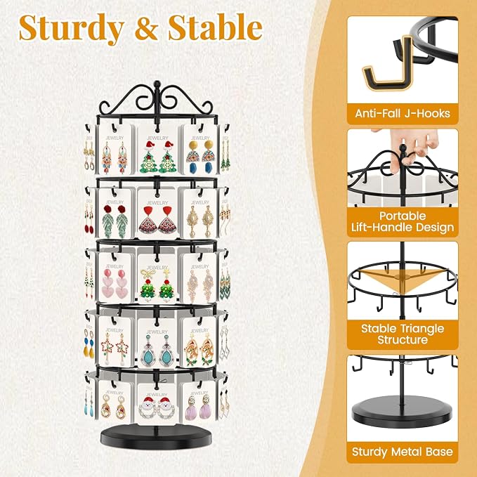 EsLuker.ly Earring Holder Organizer Rotating Display Tree Stand, Adjustable - Image 3