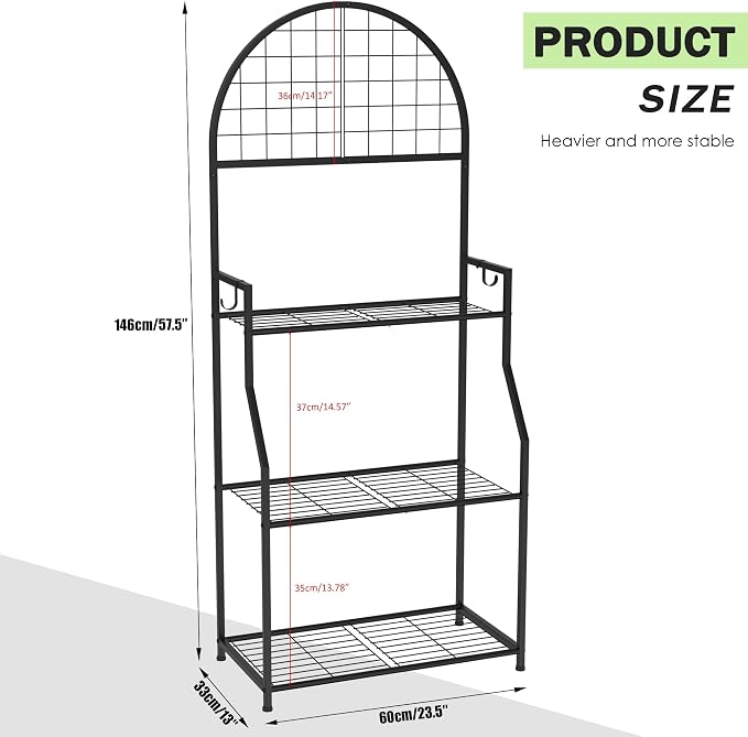 VGMiu 3 Tier Plant Stand Indoor Outdoor, Metal Plant Display Stand Plants Shelf - Image 2