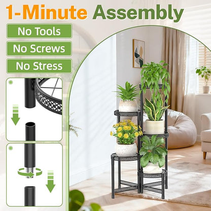 iDavosic.ly Plant Stand Indoor Outdoor, 5 Tier Corner Metal Flower Display - Image 2