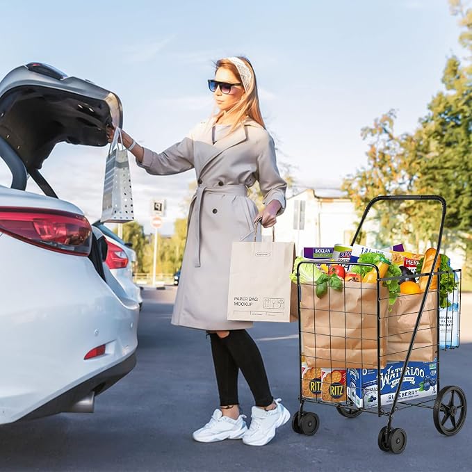 Goplus Jumbo Folding Shopping Cart - Image 3