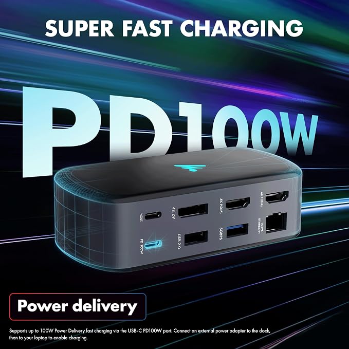 Type C 11 in 1 Wozoyo Docking Station, PD 100W, 2X4K@60Hz HDMI, 4K DisplayPort - Image 6