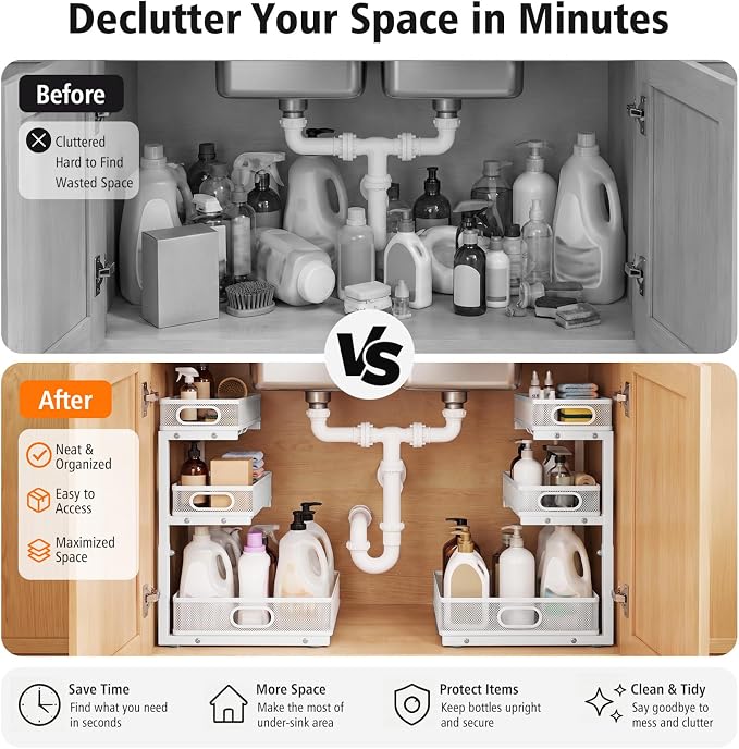 Under Sink Organizer, 3 Tier Pull Out Cabinet Organizer - Image 7