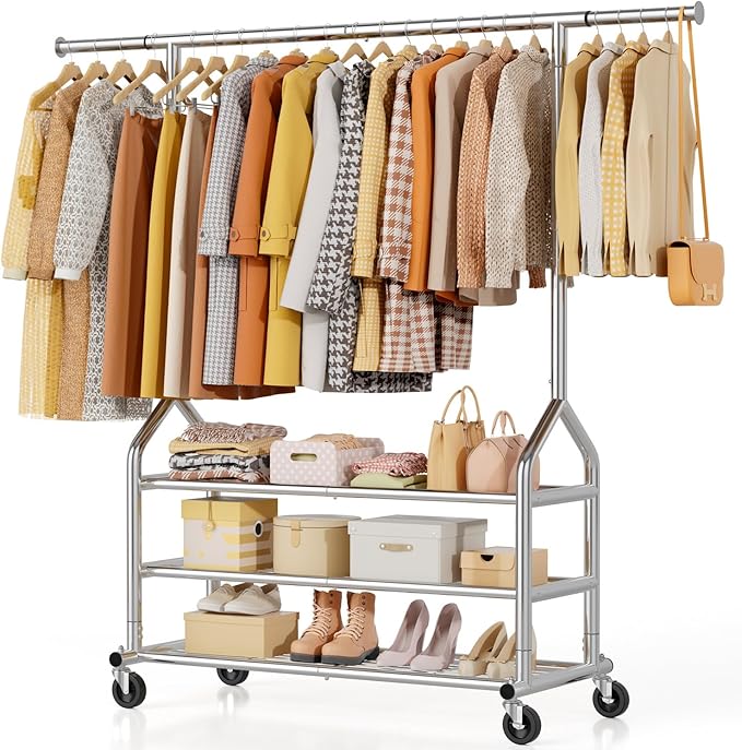 EAGMAK Heavy Duty Clothes Rack Load 688 LBS, Rolling Clothing Rack by Eagmak