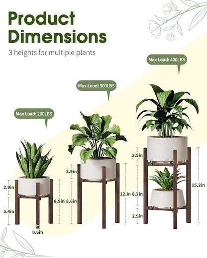 3 Pack Plant Stand Indoor Adjustable, Metal Modern Indoor Plant Stand, Heavy - Image 2