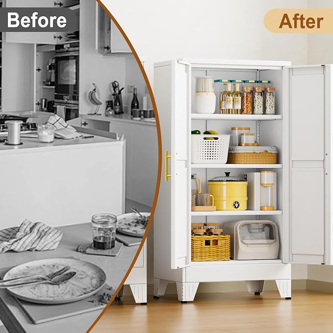 47" White Metal Storage Cabinet - Image 7