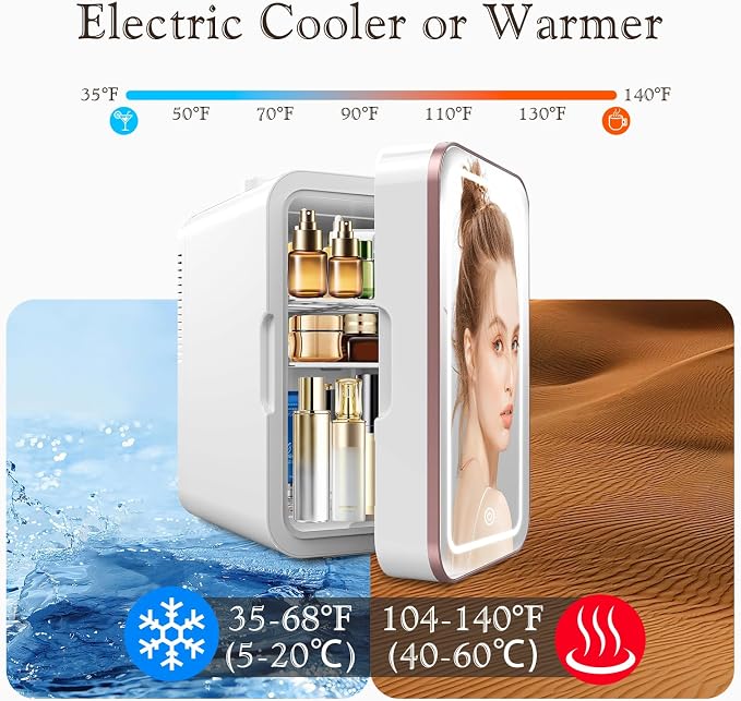 Mini Fridge for Bedroom, 6L/10 Can Skincare Fridge - Image 3