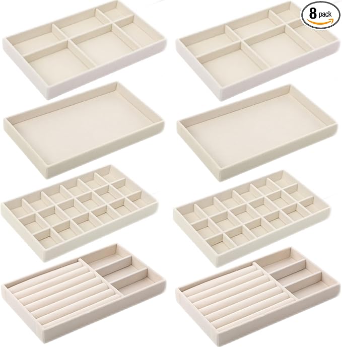 Inbagi 8 Pcs Small Velvet Jewelry Trays Stackable Drawers Organizer Inserts by Inbagi