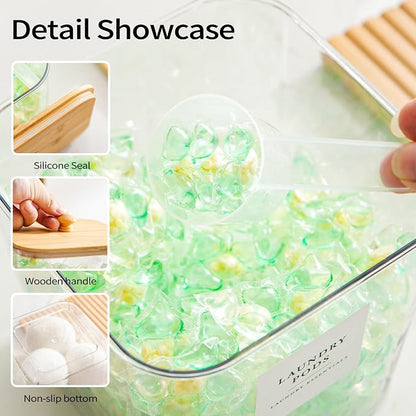 3+1 Pack Laundry Pods Container & Dryer Sheet Holder, Acrylic Square Laundry - Image 7