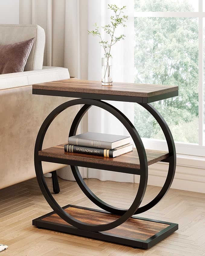 LITTLE TREE End Table, 3-Tier Side Table, Slim Sofa Side Table by LITTLETREE