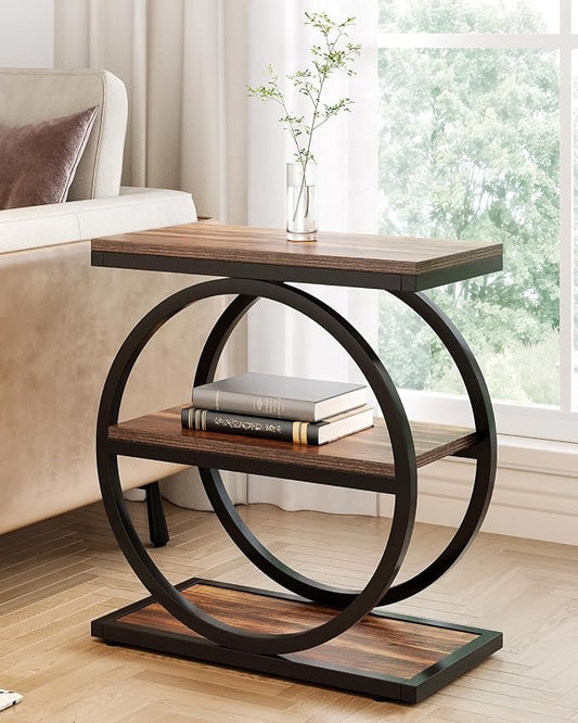 LITTLE TREE End Table, 3-Tier Side Table, Slim Sofa Side Table by LITTLETREE