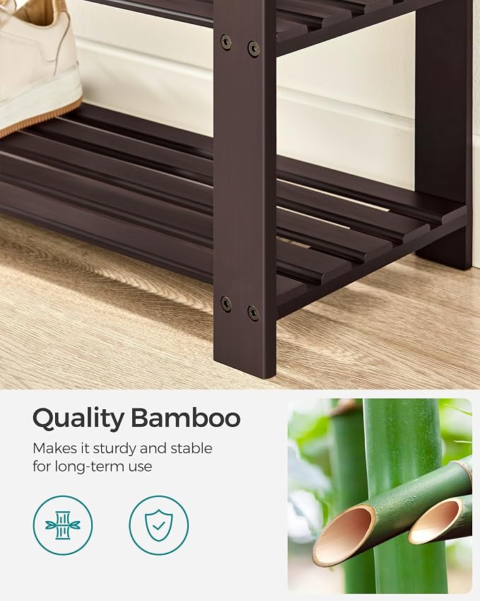 SONGMICS Bamboo Shoe Bench, 3-Tier Shoe Rack Organizer - Image 5