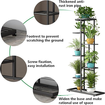 LINZINAR Plant Stand Metal 7 Tier 8 Potted Multiple Flower Pot Holder Shelf - Image 6