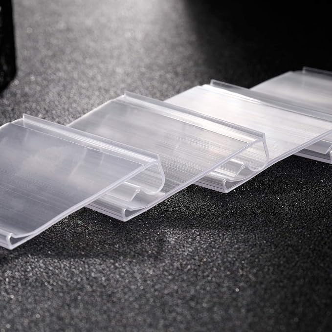 Pack of 60 Clear Plastic Label Holder, Double Hook Wire Shelf Retail Price Tag - Image 5