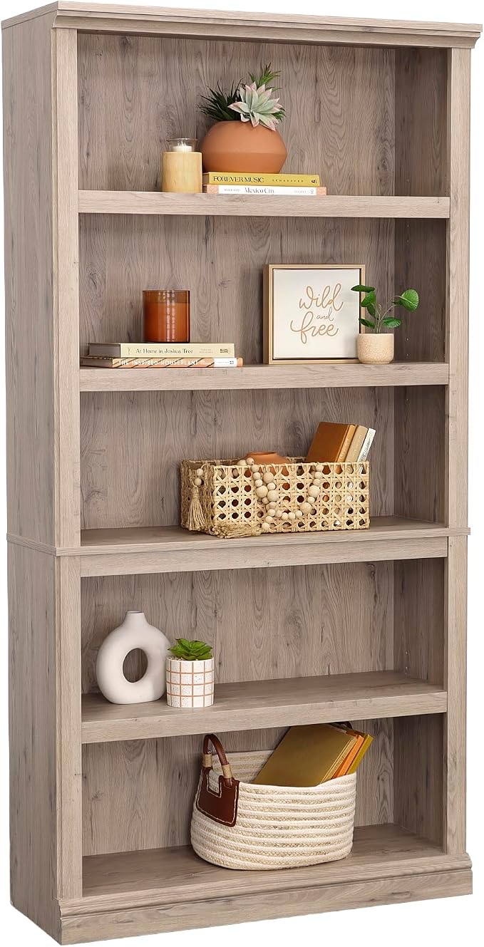 Sauder 5 Tier Book Shelf Wooden Bookcase Multipurpose Bookshelf - Image 6