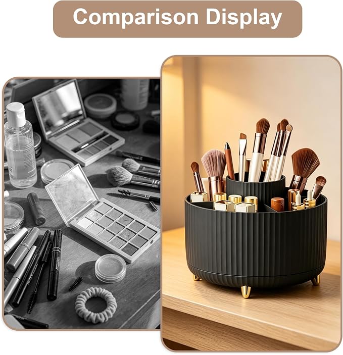 360°Rotating Makeup Brush Holder Organizer, Spinning Skincare Storage Carousel - Image 5