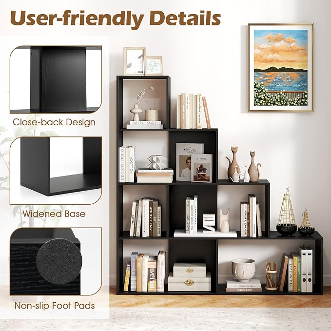 Tangkula 4-Tier Stepped Bookshelf, Freestanding 6 Cubes Ladder Bookcase - Image 8