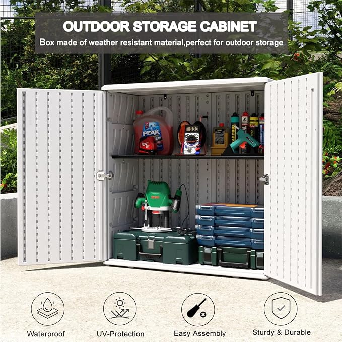 Outdoor Storage Cabinet Waterproof, Resin 62 Gallon Deck Box - Image 7