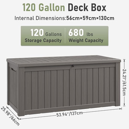 Outdoor Storage Box, 120 Gallon Deck Box, Resin Waterproof Outside Storage Bench - Image 9
