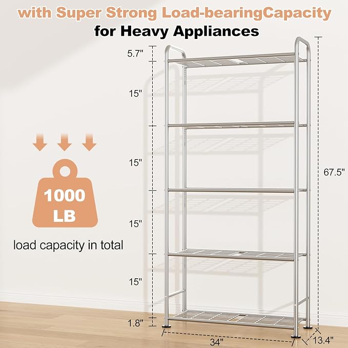 VTRIN Storage Shelves, 5 Tier Garage Shelving - Image 3